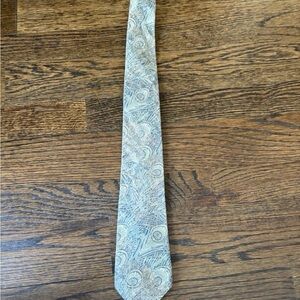 Liberty of London Pale Blue and Cream Silk Tie with Peacock Motif